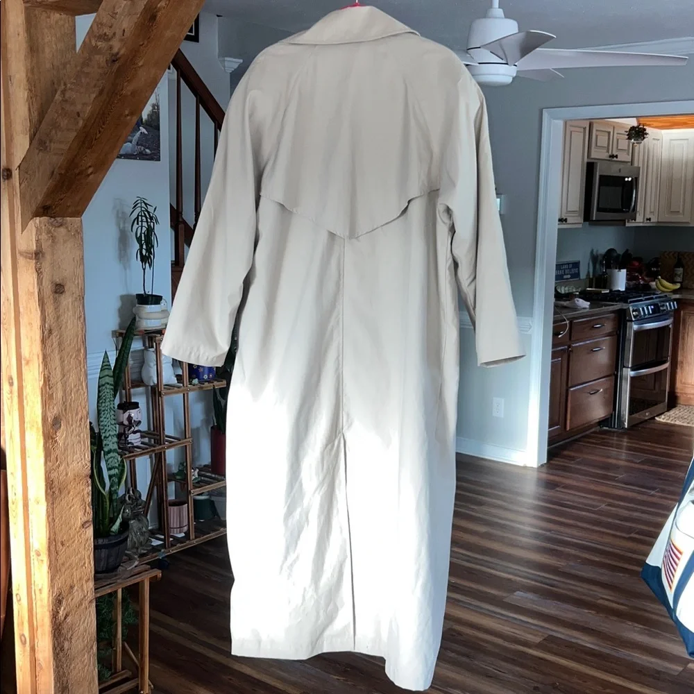 National Wildlife Federation Trench Coat Lined Embroidered Herons Tan Medium - Picture 9 of 12